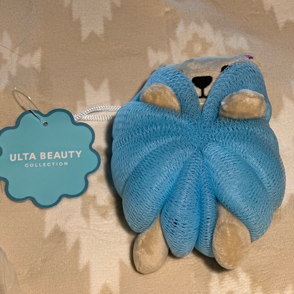 Ulta Beauty Blue and Cream Bear Bath Sponge